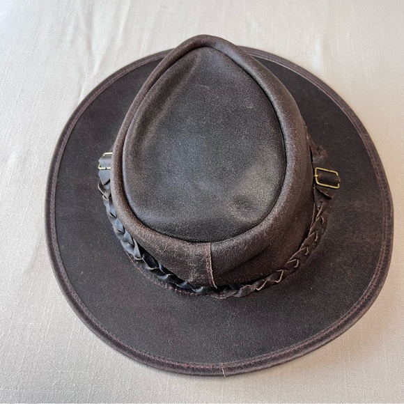 Overlander Genuine Leather Outback Hat XL Brown Aussie Bush Fedora - Picture 11 of 12